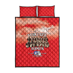 Remembering the Red Tail Heroes Quilt Bed Set Tuskegee Airmen Legacy - Red - African Pride