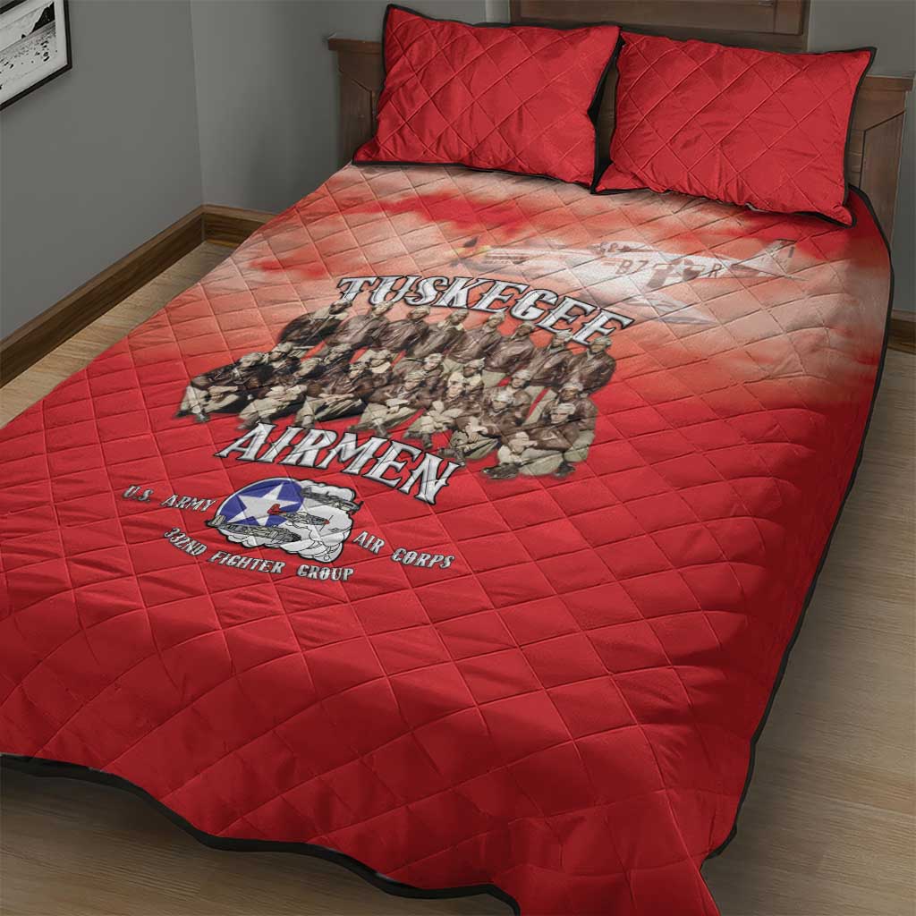 Remembering the Red Tail Heroes Quilt Bed Set Tuskegee Airmen Legacy - Red - African Pride