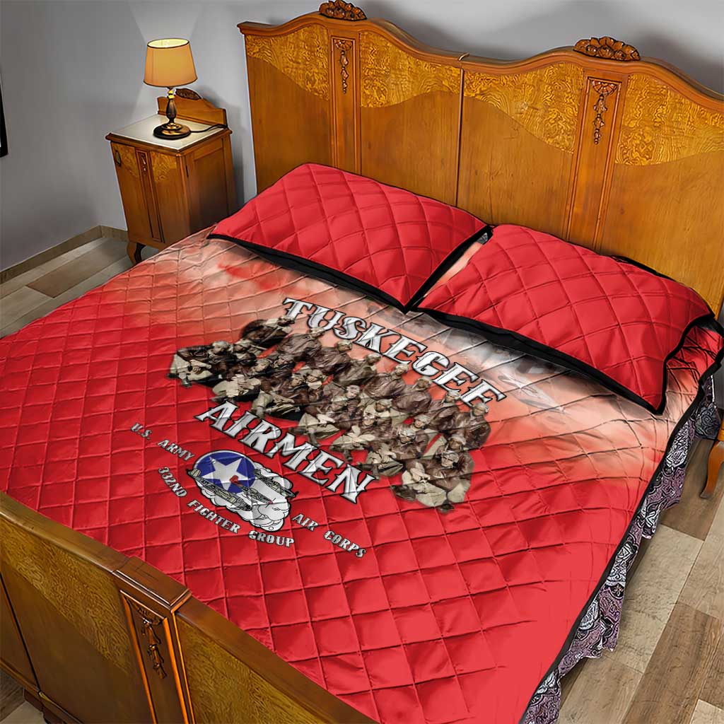 Remembering the Red Tail Heroes Quilt Bed Set Tuskegee Airmen Legacy - Red - African Pride