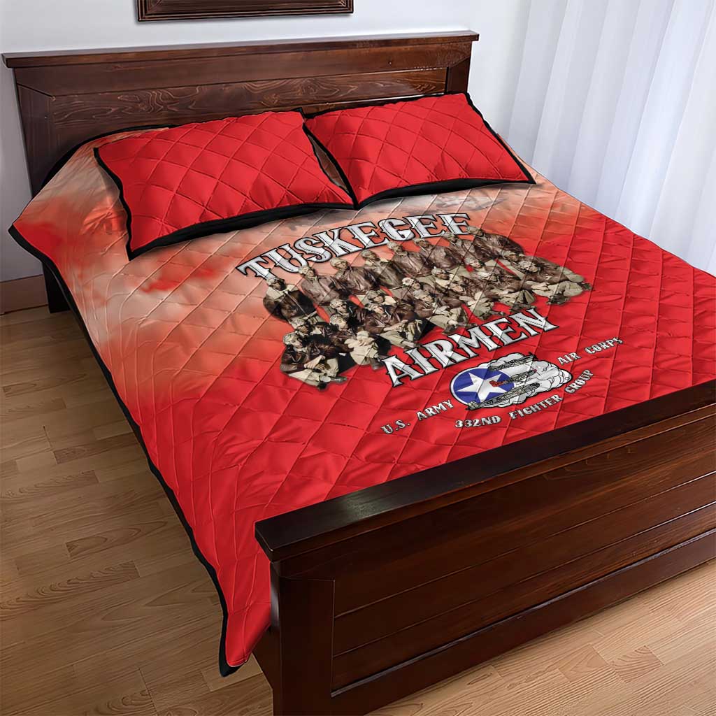 Remembering the Red Tail Heroes Quilt Bed Set Tuskegee Airmen Legacy - Red - African Pride