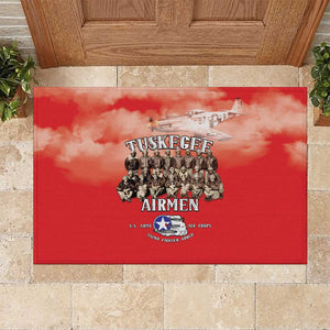 Remembering the Red Tail Heroes Rubber Doormat Tuskegee Airmen Legacy - Red - African Pride