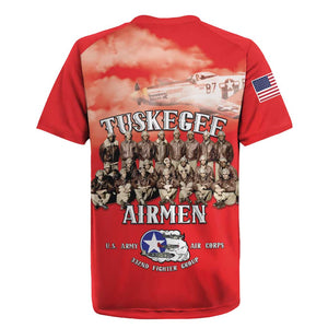 Remembering the Red Tail Heroes Rugby Jersey Tuskegee Airmen Legacy - Red - African Pride