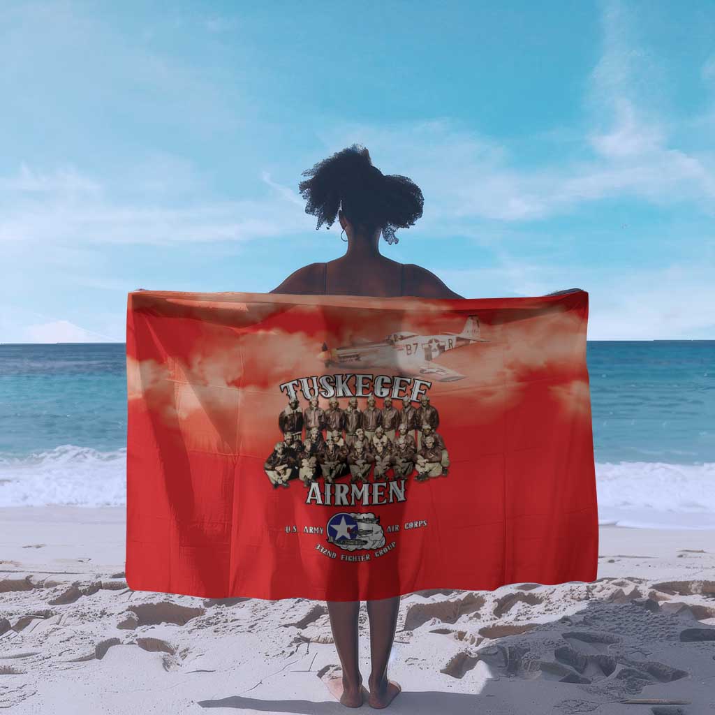 Remembering the Red Tail Heroes Sarong Tuskegee Airmen Legacy - Red - African Pride