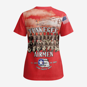 Remembering the Red Tail Heroes Scrub Top Tuskegee Airmen Legacy - Red - African Pride