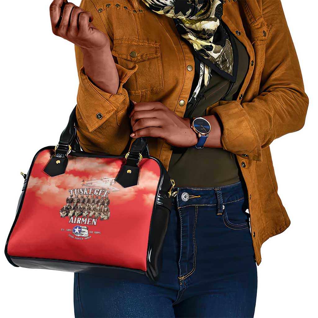 Remembering the Red Tail Heroes Shoulder Handbag Tuskegee Airmen Legacy - Red - African Pride