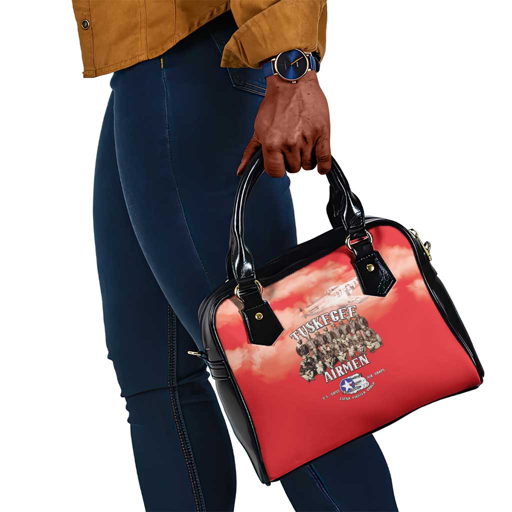 Remembering the Red Tail Heroes Shoulder Handbag Tuskegee Airmen Legacy - Red - African Pride