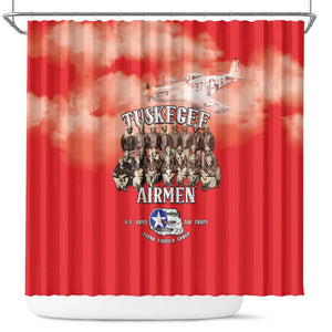 Remembering the Red Tail Heroes Shower Curtain Tuskegee Airmen Legacy - Red - African Pride