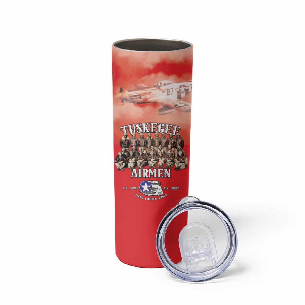 Remembering the Red Tail Heroes Skinny Tumbler Tuskegee Airmen Legacy - Red - African Pride