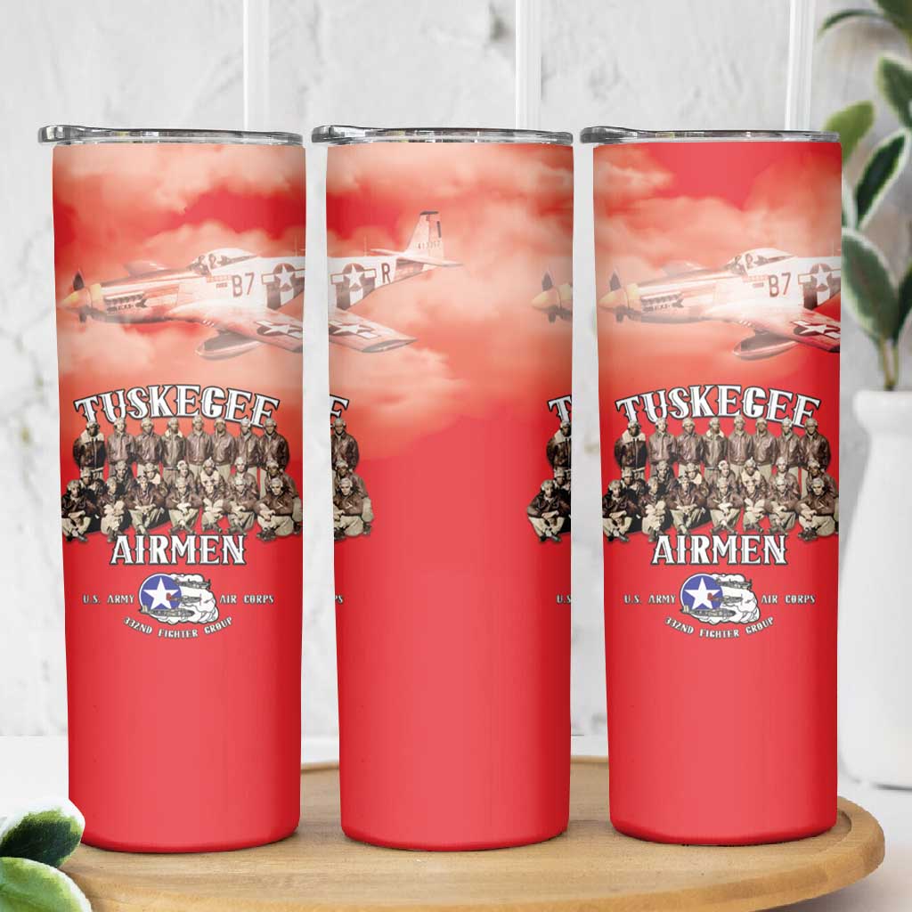 Remembering the Red Tail Heroes Skinny Tumbler Tuskegee Airmen Legacy - Red - African Pride