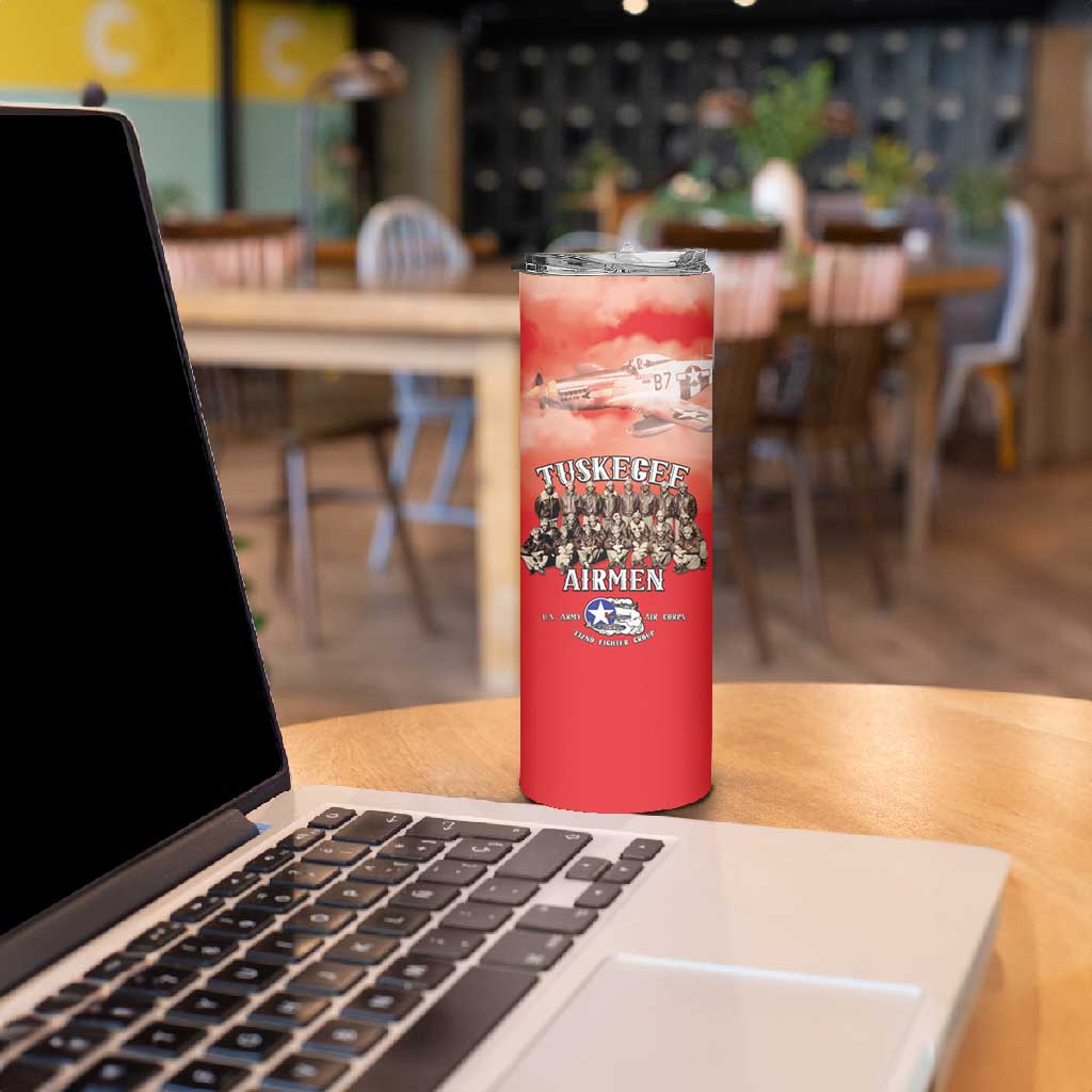 Remembering the Red Tail Heroes Skinny Tumbler Tuskegee Airmen Legacy - Red - African Pride
