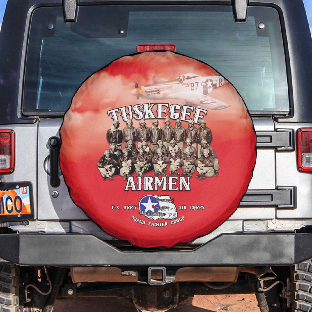 Remembering the Red Tail Heroes Spare Tire Cover Tuskegee Airmen Legacy - Red - African Pride