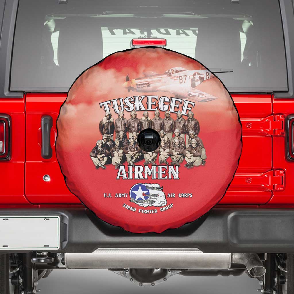 Remembering the Red Tail Heroes Spare Tire Cover Tuskegee Airmen Legacy - Red - African Pride