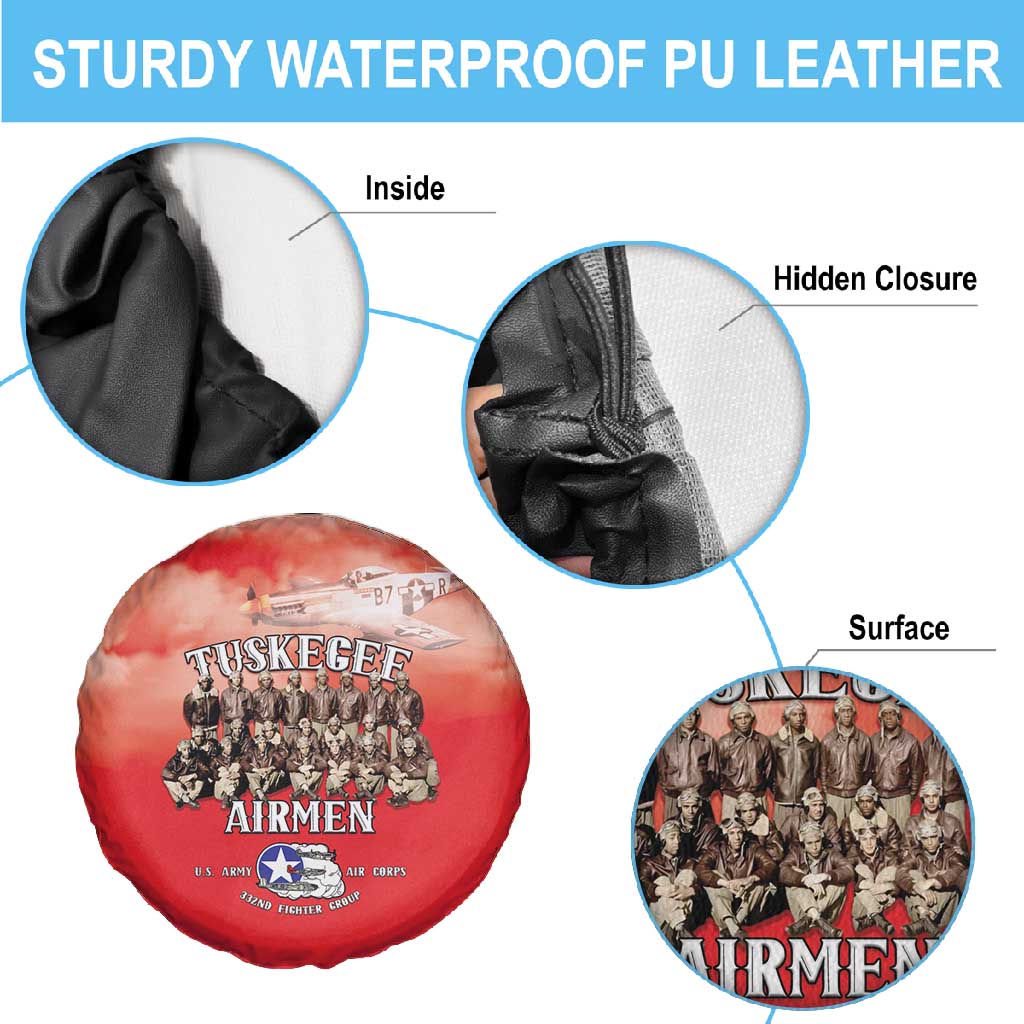 Remembering the Red Tail Heroes Spare Tire Cover Tuskegee Airmen Legacy - Red - African Pride