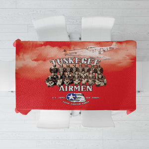 Remembering the Red Tail Heroes Tablecloth Tuskegee Airmen Legacy - Red - African Pride
