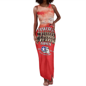Remembering the Red Tail Heroes Tank Maxi Dress Tuskegee Airmen Legacy - Red - African Pride