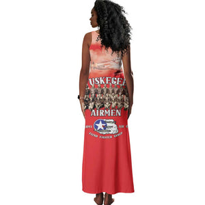 Remembering the Red Tail Heroes Tank Maxi Dress Tuskegee Airmen Legacy - Red - African Pride
