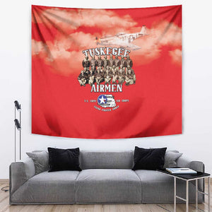 Remembering the Red Tail Heroes Tapestry Tuskegee Airmen Legacy - Red - African Pride