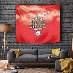 Remembering the Red Tail Heroes Tapestry Tuskegee Airmen Legacy - Red - African Pride