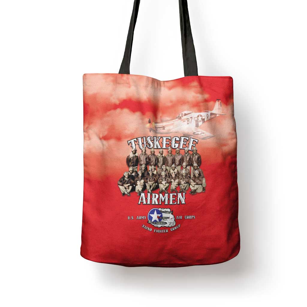 Remembering Tuskegee Airmen Tote Bag Heroes of the 332nd Squadron Red Art