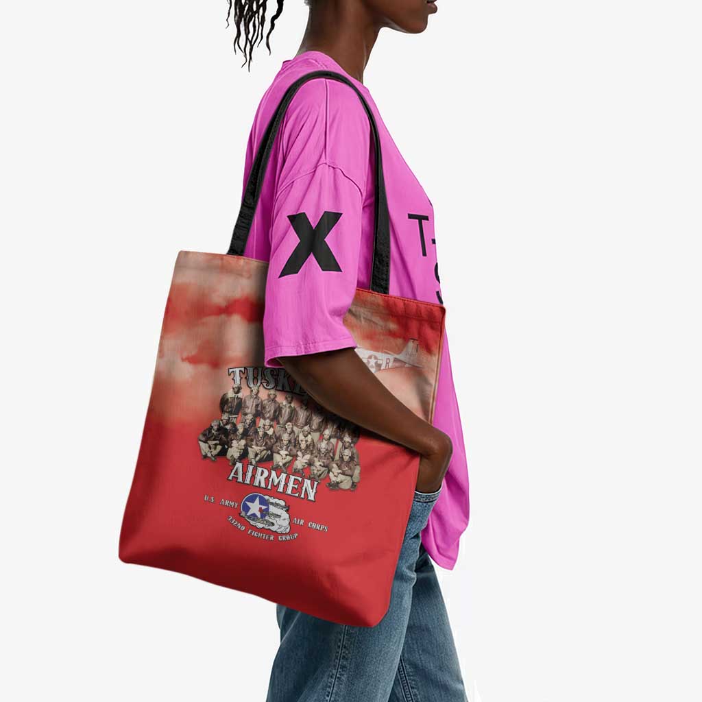 Remembering Tuskegee Airmen Tote Bag Heroes of the 332nd Squadron Red Art