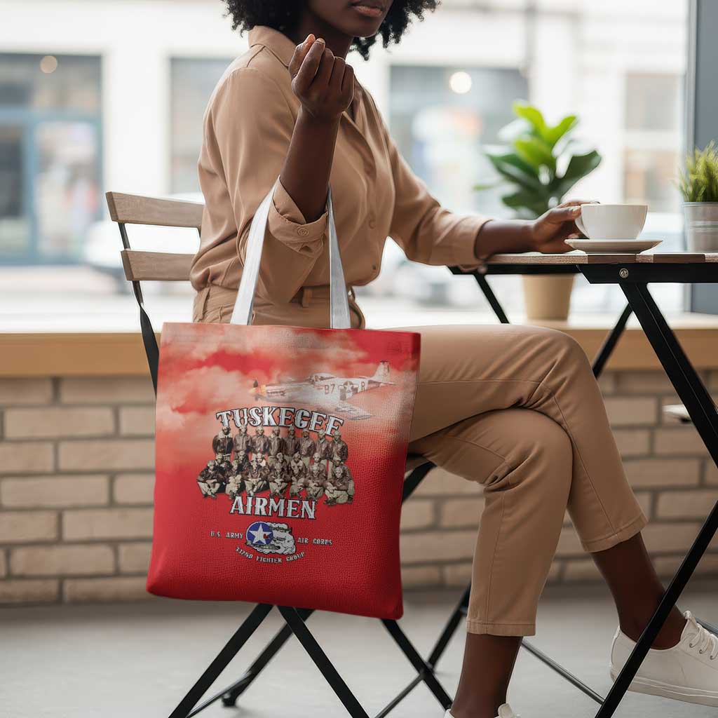 Remembering Tuskegee Airmen Tote Bag Heroes of the 332nd Squadron Red Art