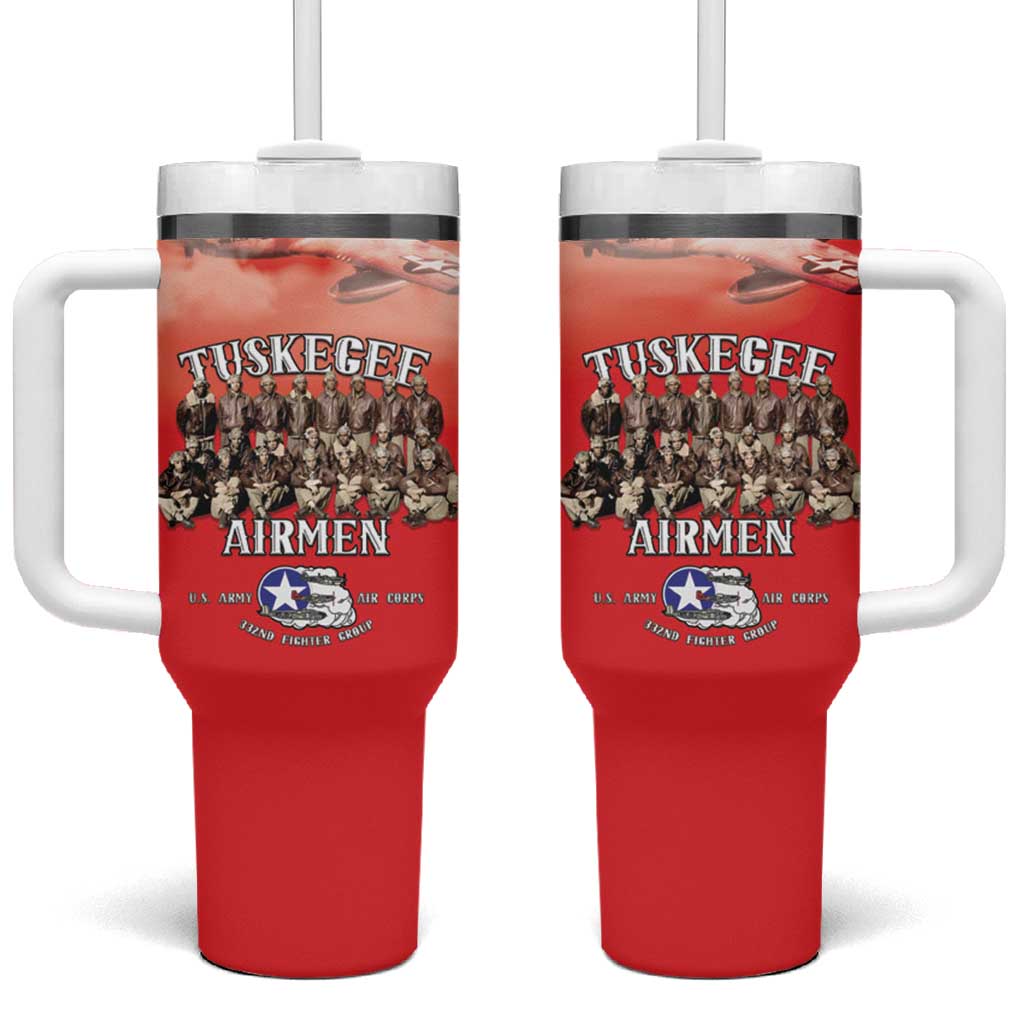 Remembering the Red Tail Heroes Tumbler With Handle Tuskegee Airmen Legacy - Red - African Pride