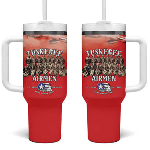 Remembering the Red Tail Heroes Tumbler With Handle Tuskegee Airmen Legacy - Red - African Pride