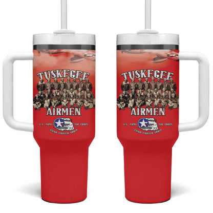 Remembering the Red Tail Heroes Tumbler With Handle Tuskegee Airmen Legacy - Red - African Pride