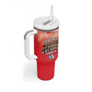 Remembering the Red Tail Heroes Tumbler With Handle Tuskegee Airmen Legacy - Red - African Pride