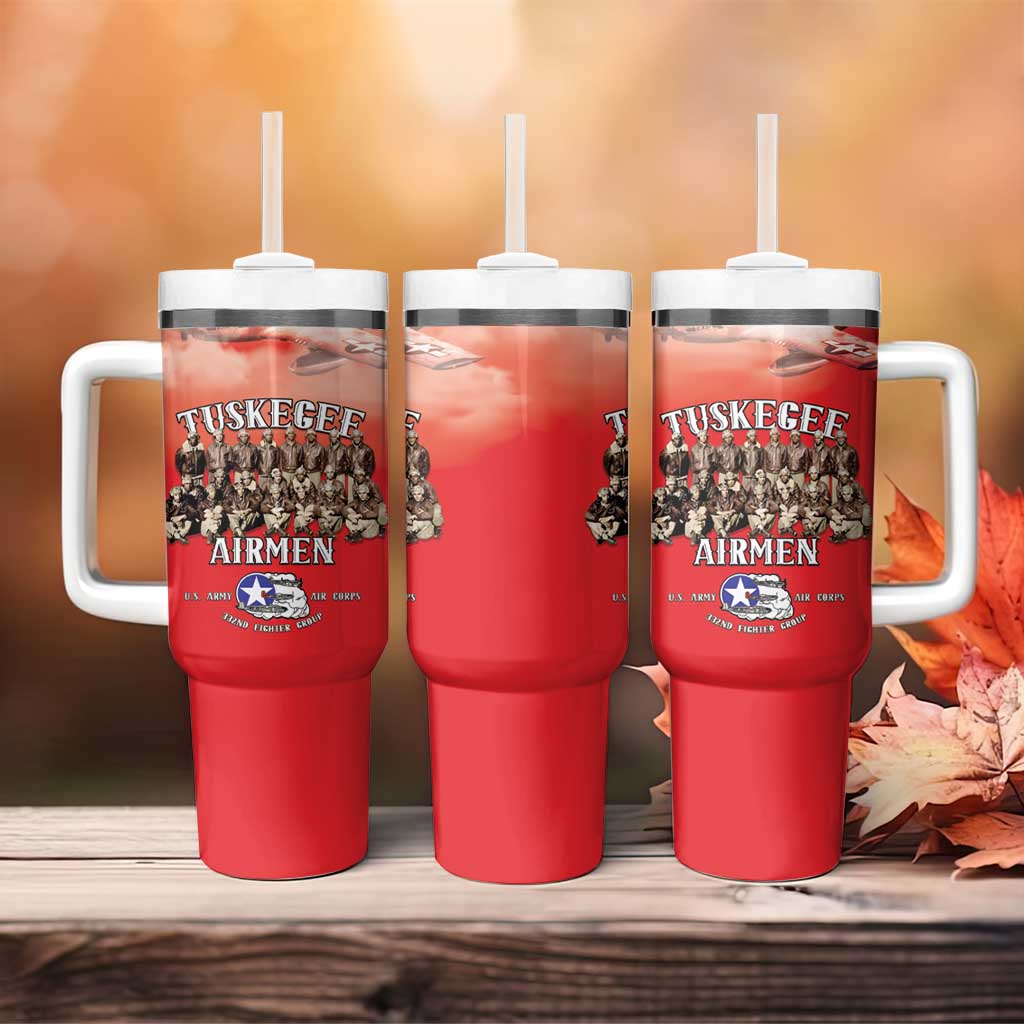 Remembering the Red Tail Heroes Tumbler With Handle Tuskegee Airmen Legacy - Red - African Pride