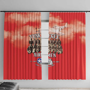 Remembering the Red Tail Heroes Window Curtain Tuskegee Airmen Legacy - Red - African Pride