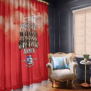 Remembering the Red Tail Heroes Window Curtain Tuskegee Airmen Legacy - Red - African Pride