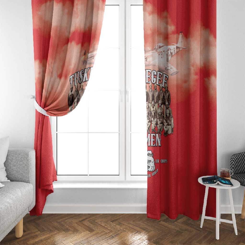 Remembering the Red Tail Heroes Window Curtain Tuskegee Airmen Legacy - Red - African Pride