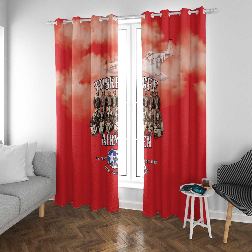 Remembering the Red Tail Heroes Window Curtain Tuskegee Airmen Legacy - Red - African Pride