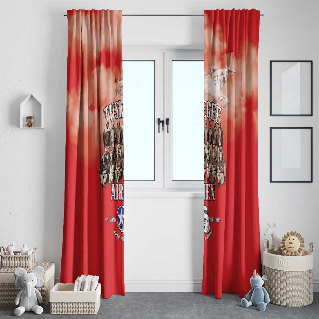Remembering the Red Tail Heroes Window Curtain Tuskegee Airmen Legacy - Red - African Pride