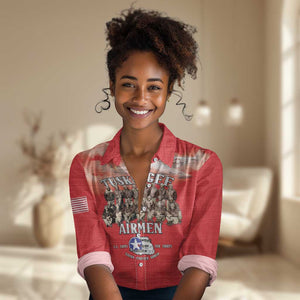 Remembering the Red Tail Heroes Women Casual Shirt Tuskegee Airmen Legacy - Red - African Pride