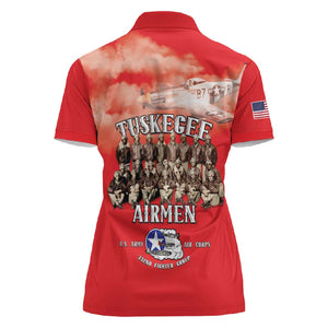 Remembering the Red Tail Heroes Women Polo Shirt Tuskegee Airmen Legacy - Red - African Pride