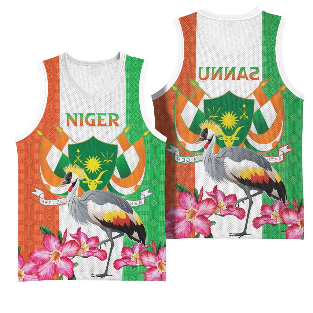 Afro Niger Sannu Basketball Jersey Coat Of Arms - African Pattern - African Pride