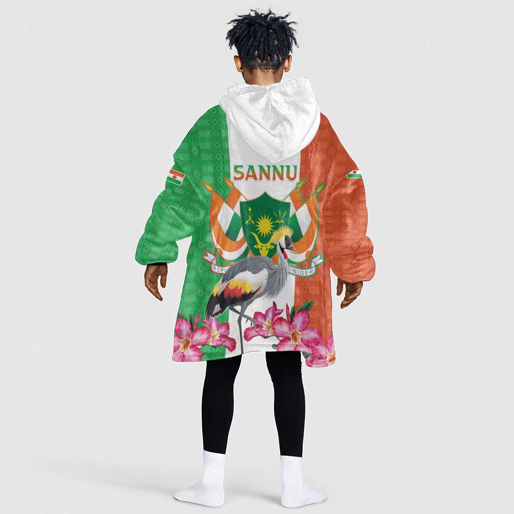 Afro Niger Sannu Kid Wearable Blanket Hoodie Coat Of Arms - African Pattern