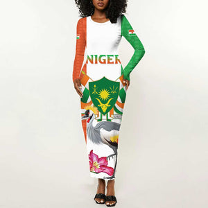 Afro Niger Sannu Long Sleeve Bodycon Dress Coat Of Arms - African Pattern LT15