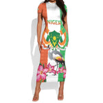 Afro Niger Sannu Short Sleeve Bodycon Dress Coat Of Arms - African Pattern LT15