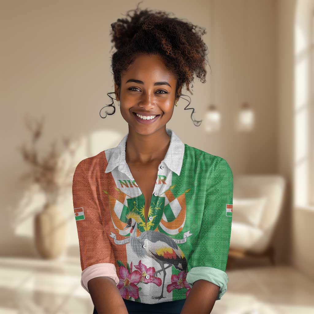 Afro Niger Sannu Women Casual Shirt Coat Of Arms - African Pattern LT15