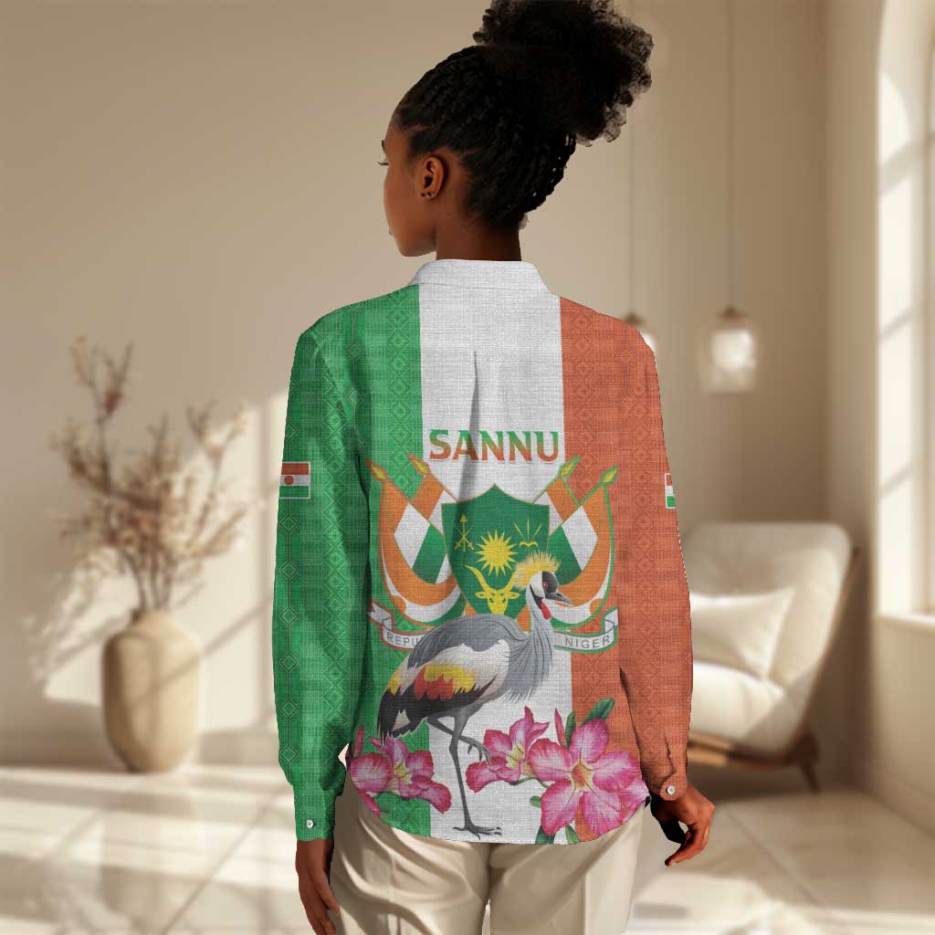 Afro Niger Sannu Women Casual Shirt Coat Of Arms - African Pattern LT15