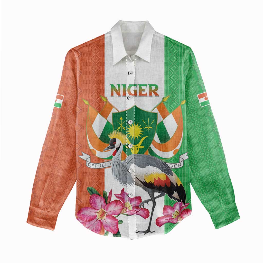 Afro Niger Sannu Women Casual Shirt Coat Of Arms - African Pattern LT15
