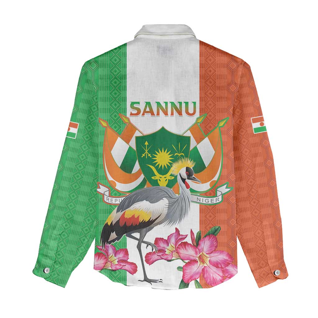 Afro Niger Sannu Women Casual Shirt Coat Of Arms - African Pattern LT15