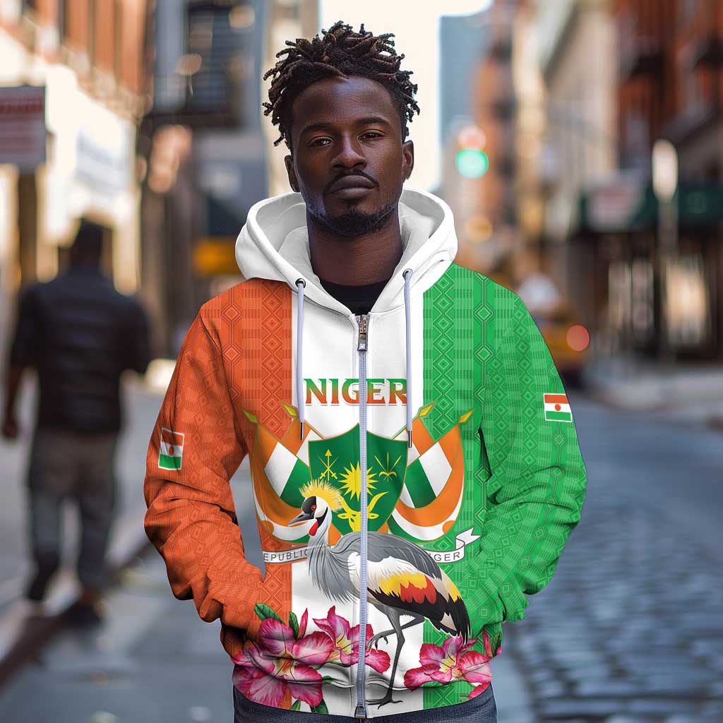 Afro Niger Sannu Zip Hoodie Coat Of Arms - African Pattern