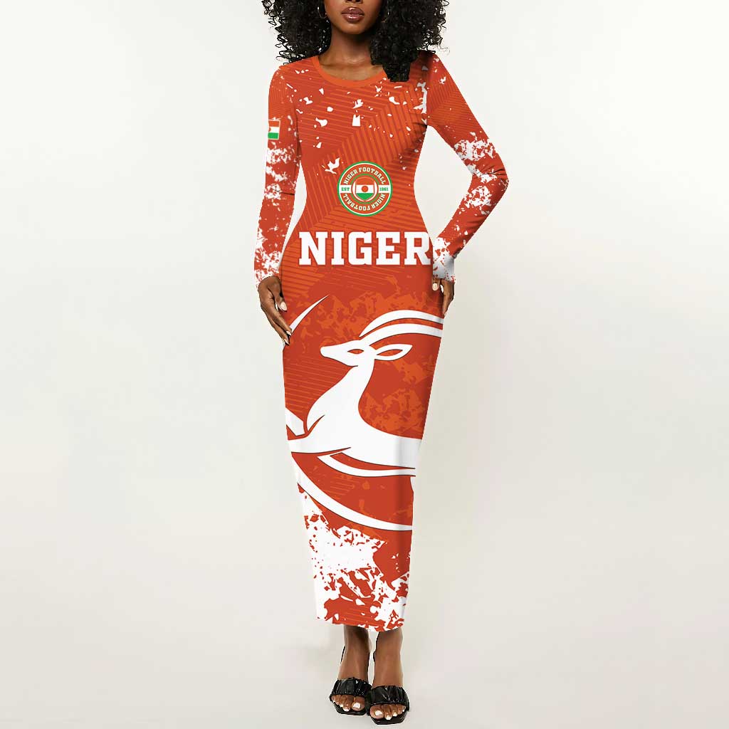 Custom Afro Niger Football Long Sleeve Bodycon Dress We Are Champions LT15