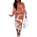 Custom Afro Niger Football Off The Shoulder Long Sleeve Dress We Are Champions