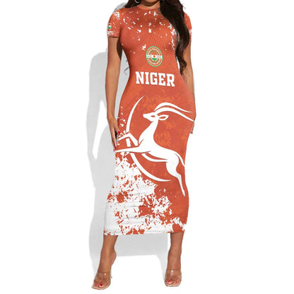 Custom Afro Niger Football Short Sleeve Bodycon Dress We Are Champions LT15