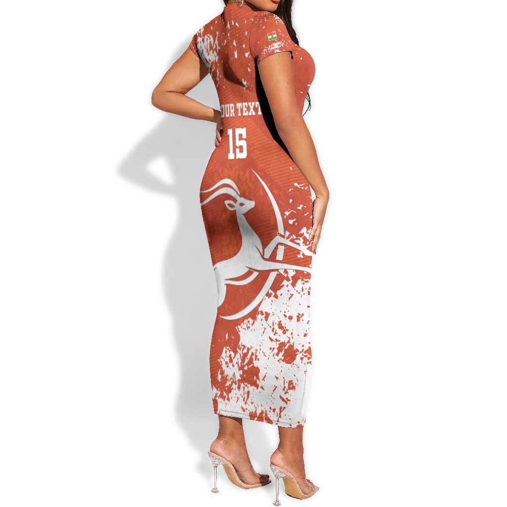 Custom Afro Niger Football Short Sleeve Bodycon Dress We Are Champions LT15